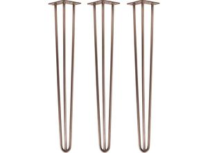 4251986206191 - Hairpin Legs Tischbeine Haarnadelbeine 12mm Stahl Möbelfüße Tischgestell Tischkufen - 3 Stück Antik Roségold 71cm - 3 Streben - Tisch - Antik