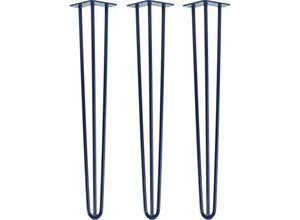 4251986206207 - Natural Goods Berlin - hairpin Legs Tischbeine Haarnadelbeine 12mm Stahl Möbelfüße Tischgestell Tischkufen - 3 Stück Blau 71cm - 3 Streben