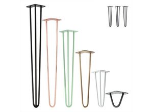 4251986206245 - Hairpin Legs Tischbeine Haarnadelbeine 12mm Stahl Möbelfüße Tischgestell Tischkufen - 3 Stück Industrial Anthrazit (geölt) 100cm - 3 Streben