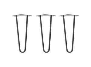 4251986206290 - Hairpin Legs Tischbeine Haarnadelbeine 12mm Stahl Möbelfüße Tischgestell Tischkufen - 3 Stück Industrial Anthrazit (geölt) 30cm - 2 Streben