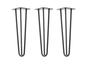 4251986206344 - Hairpin Legs Tischbeine Haarnadelbeine 12mm Stahl Möbelfüße Tischgestell Tischkufen - 3 Stück Industrial Anthrazit (geölt) 40cm - 3 Streben