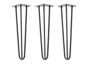 4251986206368 - Hairpin Legs Tischbeine Haarnadelbeine 12mm Stahl Möbelfüße Tischgestell Tischkufen - 3 Stück Industrial Anthrazit (geölt) 45cm - 3 Streben