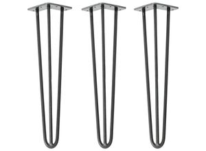 4251986206382 - Hairpin Legs Tischbeine Haarnadelbeine 12mm Stahl Möbelfüße Tischgestell Tischkufen - 3 Stück Industrial Anthrazit (geölt) 50cm - 3 Streben