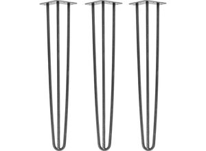 4251986206405 - Hairpin Legs Tischbeine Haarnadelbeine 12mm Stahl Möbelfüße Tischgestell Tischkufen - 3 Stück Industrial Anthrazit (geölt) 60cm - 3 Streben