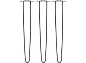 4251986206412 - Hairpin Legs Tischbeine Haarnadelbeine 12mm Stahl Möbelfüße Tischgestell Tischkufen - 3 Stück Industrial Anthrazit (geölt) 71cm - 2 Streben