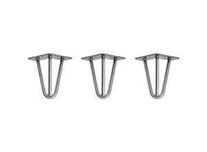 4251986206474 - Hairpin Legs Tischbeine Haarnadelbeine 12mm Stahl Möbelfüße Tischgestell Tischkufen - 3 Stück Industrial Silber (geölt) 15cm - 3 Streben