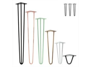 4251986206573 - Hairpin Legs Tischbeine Haarnadelbeine 12mm Stahl Möbelfüße Tischgestell Tischkufen - 3 Stück Industrial Silber (geölt) 45cm - 3 Streben