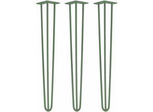 4251986206658 - Hairpin Legs Tischbeine Haarnadelbeine 12mm Stahl Möbelfüße Tischgestell Tischkufen - 3 Stück Dunkelgrün 71cm - 3 Streben - Tisch - Grün