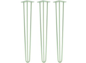 4251986206726 - Natural Goods Berlin HAIRPIN Legs Tischbeine Haarnadelbeine 12mm Stahl Möbelfüße Tischgestell Tischkufen - 3 Stück Grün 71cm - 3 Streben