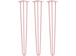 4251986206733 - Hairpin Legs Tischbeine Haarnadelbeine 12mm Stahl Möbelfüße Tischgestell Tischkufen - 3 Stück Pink 71cm - 3 Streben - Tisch - Pink - Natural