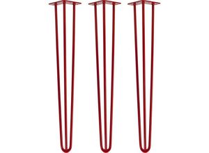 4251986206740 - Natural Goods Berlin HAIRPIN Legs Tischbeine Haarnadelbeine 12mm Stahl Möbelfüße Tischgestell Tischkufen - 3 Stück Rot 71cm - 3 Streben