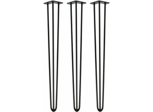 4251986206764 - Hairpin Legs Tischbeine Haarnadelbeine 12mm Stahl Möbelfüße Tischgestell Tischkufen - 3 Stück Schwarz 100cm - 3 Streben - Stehtisch - Schwarz