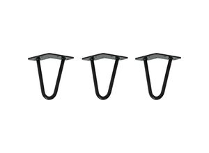 4251986206771 - Hairpin Legs Tischbeine Haarnadelbeine 12mm Stahl Möbelfüße Tischgestell Tischkufen - 3 Stück Schwarz 15cm - 2 Streben - Möbelfüße - Schwarz