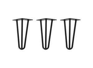 4251986206801 - Hairpin Legs Tischbeine Haarnadelbeine 12mm Stahl Möbelfüße Tischgestell Tischkufen - 3 Stück Schwarz 20cm - 3 Streben - Möbelfüße - Schwarz