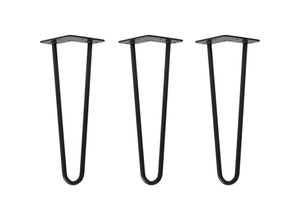 4251986206832 - Natural Goods Berlin - hairpin Legs Tischbeine Haarnadelbeine 12mm Stahl Möbelfüße Tischgestell Tischkufen - 3 Stück Schwarz 35cm - 2 Streben