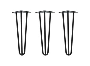 4251986206849 - Natural Goods Berlin - hairpin Legs Tischbeine Haarnadelbeine 12mm Stahl Möbelfüße Tischgestell Tischkufen - 3 Stück Schwarz 35cm - 3 Streben