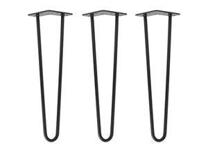 4251986206856 - Natural Goods Berlin - hairpin Legs Tischbeine Haarnadelbeine 12mm Stahl Möbelfüße Tischgestell Tischkufen - 3 Stück Schwarz 40cm - 2 Streben