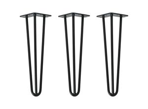 4251986206863 - Natural Goods Berlin - hairpin Legs Tischbeine Haarnadelbeine 12mm Stahl Möbelfüße Tischgestell Tischkufen - 3 Stück Schwarz 40cm - 3 Streben