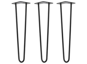 4251986206894 - Natural Goods Berlin - hairpin Legs Tischbeine Haarnadelbeine 12mm Stahl Möbelfüße Tischgestell Tischkufen - 3 Stück Schwarz 50cm - 2 Streben