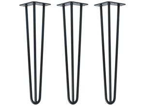 4251986206900 - Natural Goods Berlin HAIRPIN Legs Tischbeine Haarnadelbeine 12mm Stahl Möbelfüße Tischgestell Tischkufen - 3 Stück Schwarz 50cm - 3 Streben