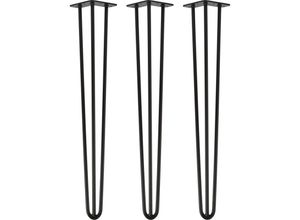 4251986206948 - Natural Goods Berlin - hairpin Legs Tischbeine Haarnadelbeine 12mm Stahl Möbelfüße Tischgestell Tischkufen - 3 Stück Schwarz 71cm - 3 Streben