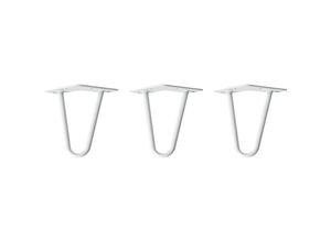 4251986207068 - Hairpin Legs Tischbeine Haarnadelbeine 12mm Stahl Möbelfüße Tischgestell Tischkufen - 3 Stück Weiß 15cm - 2 Streben - Möbelfüße - Weiß