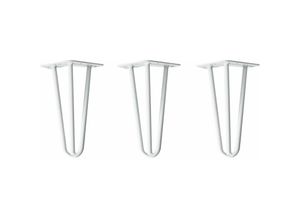 4251986207099 - Hairpin Legs Tischbeine Haarnadelbeine 12mm Stahl Möbelfüße Tischgestell Tischkufen - 3 Stück Weiß 20cm - 3 Streben - Möbelfüße - Weiß