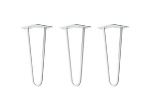 4251986207105 - Hairpin Legs Tischbeine Haarnadelbeine 12mm Stahl Möbelfüße Tischgestell Tischkufen - 3 Stück Weiß 30cm - 2 Streben - niedriger Couchtisch