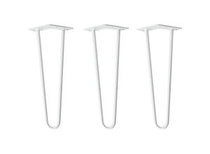 4251986207129 - Hairpin Legs Tischbeine Haarnadelbeine 12mm Stahl Möbelfüße Tischgestell Tischkufen - 3 Stück Weiß 35cm - 2 Streben - Couchtisch Nachttisch