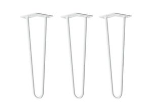 4251986207143 - Natural Goods Berlin HAIRPIN Legs Tischbeine Haarnadelbeine 12mm Stahl Möbelfüße Tischgestell Tischkufen - 3 Stück Weiß 40cm - 2 Streben