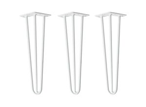 4251986207150 - Natural Goods Berlin HAIRPIN Legs Tischbeine Haarnadelbeine 12mm Stahl Möbelfüße Tischgestell Tischkufen - 3 Stück Weiß 40cm - 3 Streben