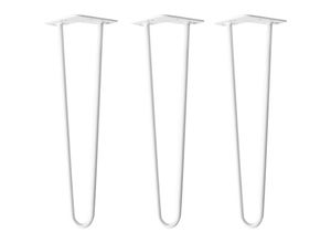 4251986207167 - Natural Goods Berlin - hairpin Legs Tischbeine Haarnadelbeine 12mm Stahl Möbelfüße Tischgestell Tischkufen - 3 Stück Weiß 45cm - 2 Streben