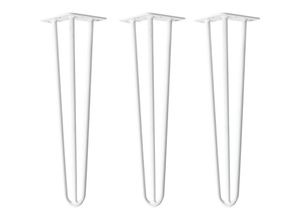 4251986207174 - Natural Goods Berlin - hairpin Legs Tischbeine Haarnadelbeine 12mm Stahl Möbelfüße Tischgestell Tischkufen - 3 Stück Weiß 45cm - 3 Streben