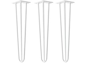 4251986207198 - Natural Goods Berlin - hairpin Legs Tischbeine Haarnadelbeine 12mm Stahl Möbelfüße Tischgestell Tischkufen - 3 Stück Weiß 50cm - 3 Streben