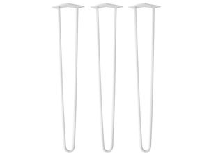 4251986207228 - Hairpin Legs Tischbeine Haarnadelbeine 12mm Stahl Möbelfüße Tischgestell Tischkufen - 3 Stück Weiß 71cm - 2 Streben - Tisch - Weiß - Natural