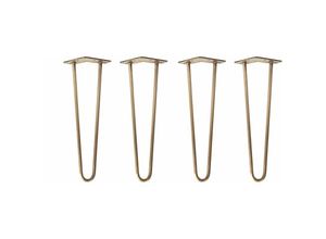 4251986207655 - Natural Goods Berlin - hairpin Legs Tischbeine Haarnadelbeine 12mm Stahl Möbelfüße Tischgestell Tischkufen - 4 Stück Antik Gold 40cm - 2