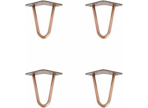 4251986207693 - Hairpin Legs Tischbeine Haarnadelbeine 12mm Stahl Möbelfüße Tischgestell Tischkufen - 4 Stück Antik Roségold 15cm - 2 Streben - Möbelfüße