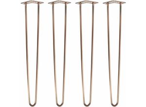 4251986207747 - Hairpin Legs Tischbeine Haarnadelbeine 12mm Stahl Möbelfüße Tischgestell Tischkufen - 4 Stück Antik Roségold 71cm - 2 Streben - Tisch - Antik