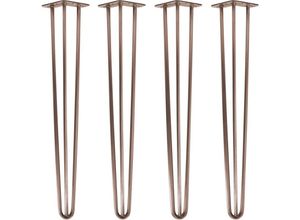 4251986207754 - Hairpin Legs Tischbeine Haarnadelbeine 12mm Stahl Möbelfüße Tischgestell Tischkufen - 4 Stück Antik Roségold 71cm - 3 Streben - Tisch - Antik