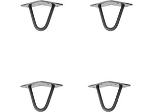 4251986207761 - Hairpin Legs Tischbeine Haarnadelbeine 12mm Stahl Möbelfüße Tischgestell Tischkufen - 4 Stück Industrial Anthrazit (geölt) 10cm - 2 Streben