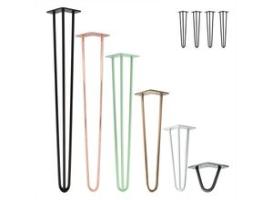 4251986207778 - Hairpin Legs Tischbeine Haarnadelbeine 12mm Stahl Möbelfüße Tischgestell Tischkufen - 4 Stück Industrial Anthrazit (geölt) 100cm - 3 Streben