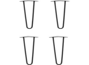 4251986207792 - Hairpin Legs Tischbeine Haarnadelbeine 12mm Stahl Möbelfüße Tischgestell Tischkufen - 4 Stück Industrial Anthrazit (geölt) 20cm - 2 Streben