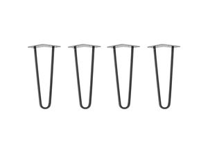 4251986207815 - Hairpin Legs Tischbeine Haarnadelbeine 12mm Stahl Möbelfüße Tischgestell Tischkufen - 4 Stück Industrial Anthrazit (geölt) 30cm - 2 Streben