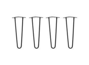 4251986207839 - Hairpin Legs Tischbeine Haarnadelbeine 12mm Stahl Möbelfüße Tischgestell Tischkufen - 4 Stück Industrial Anthrazit (geölt) 35cm - 2 Streben