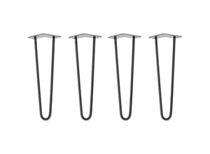 4251986207853 - Hairpin Legs Tischbeine Haarnadelbeine 12mm Stahl Möbelfüße Tischgestell Tischkufen - 4 Stück Industrial Anthrazit (geölt) 40cm - 2 Streben