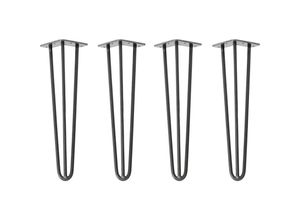 4251986207877 - Hairpin Legs Tischbeine Haarnadelbeine 12mm Stahl Möbelfüße Tischgestell Tischkufen - 4 Stück Industrial Anthrazit (geölt) 45cm - 3 Streben