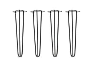 4251986207884 - Hairpin Legs Tischbeine Haarnadelbeine 12mm Stahl Möbelfüße Tischgestell Tischkufen - 4 Stück Industrial Anthrazit (geölt) 50cm - 3 Streben