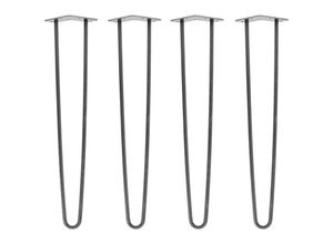 4251986207891 - Hairpin Legs Tischbeine Haarnadelbeine 12mm Stahl Möbelfüße Tischgestell Tischkufen - 4 Stück Industrial Anthrazit (geölt) 60cm - 2 Streben