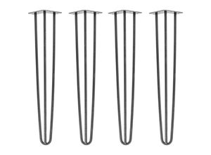 4251986207907 - Hairpin Legs Tischbeine Haarnadelbeine 12mm Stahl Möbelfüße Tischgestell Tischkufen - 4 Stück Industrial Anthrazit (geölt) 60cm - 3 Streben