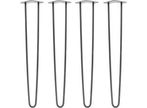 4251986207914 - Hairpin Legs Tischbeine Haarnadelbeine 12mm Stahl Möbelfüße Tischgestell Tischkufen - 4 Stück Industrial Anthrazit (geölt) 71cm - 2 Streben